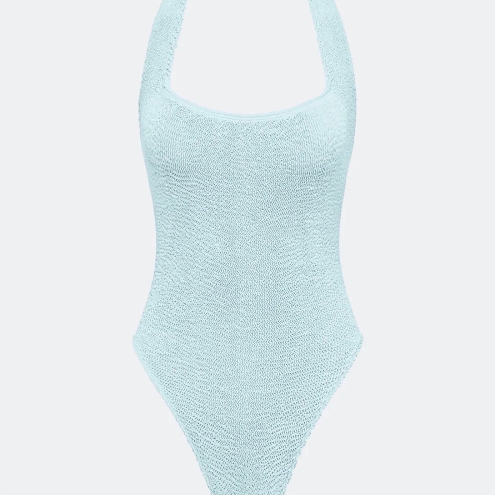 Scoop Halter One-Piece Swimsuit in Light Blue - Picture 5 of 6